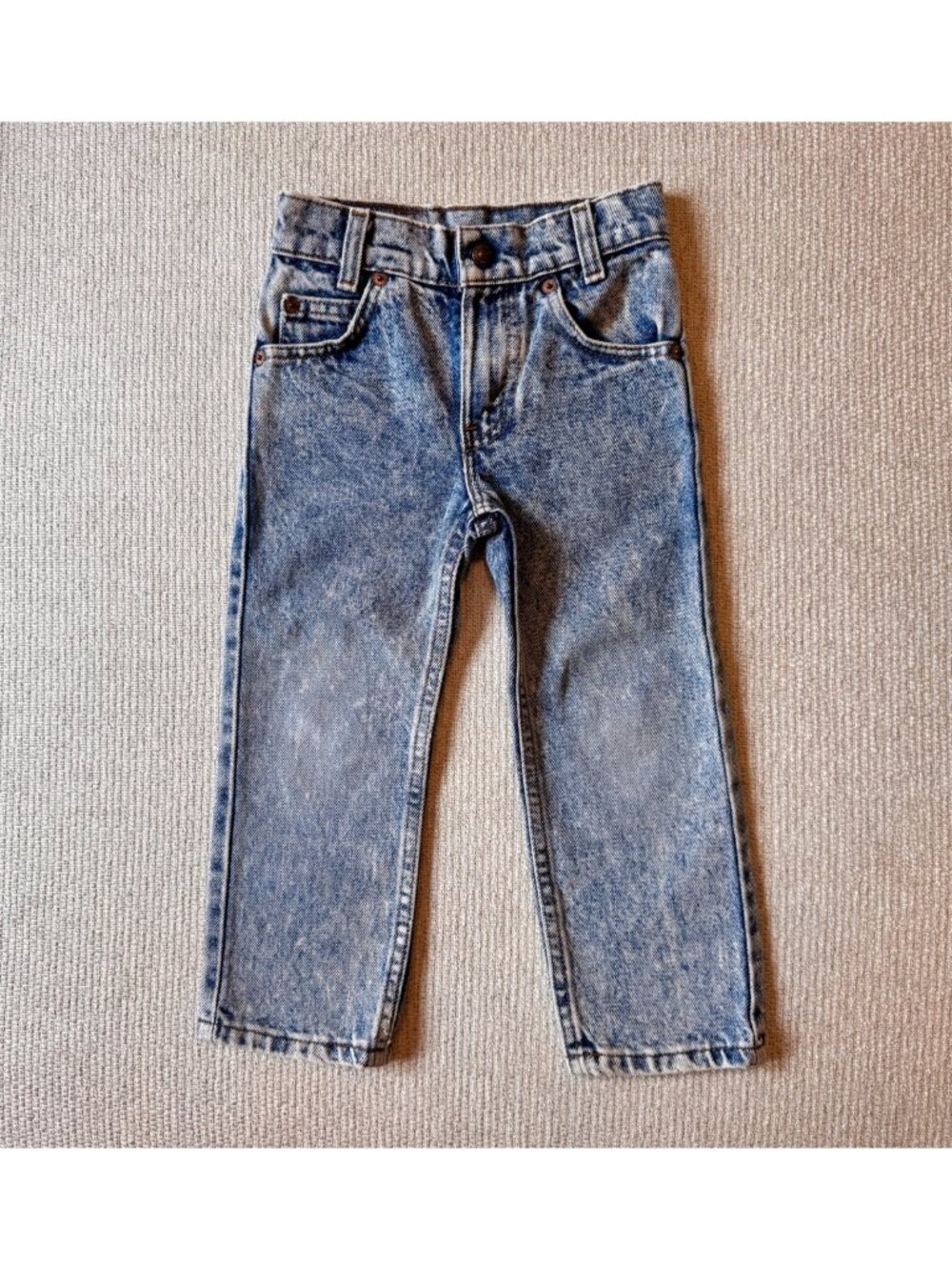 Vintage Little Levis Orange Tab Acid Wash Jeans Kids Size 4 USA Made Denim